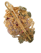 Clip per capelli con paillettes floreali in ottone oro