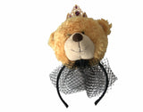 Brown Teddy Bear Gold Crystal Crown Hair Band Diadem