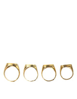 Gold Brass King Enamelo Juego de 4 anillos