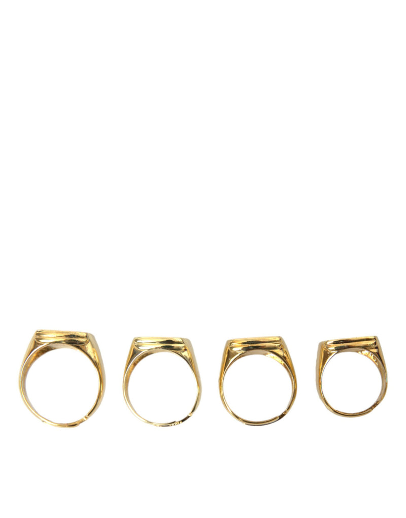 Gold Messingkönig Emaille Set 4 Ring