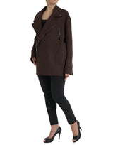 Brown Coat Short Biker Wool Jacket