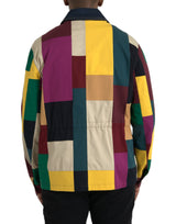 Multicolor -Patchwork -Baumwollkragenjacke