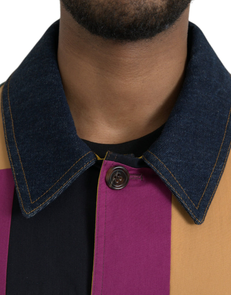 Chaqueta con collar de algodón multicolor