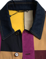 Multicolor -Patchwork -Baumwollkragenjacke