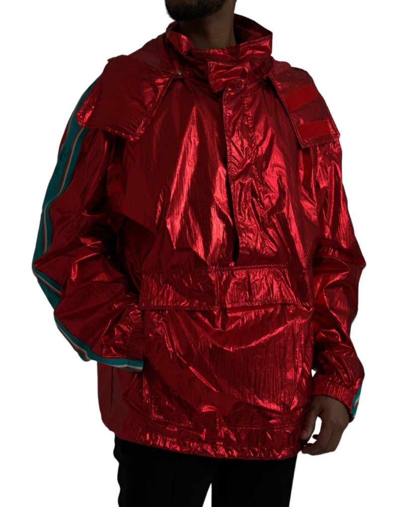 Chaqueta de sudadera con capucha de nylon rojo