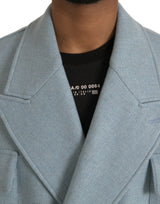 Veste de trench à poitrine bleue