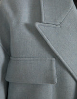 Veste de trench à poitrine bleue