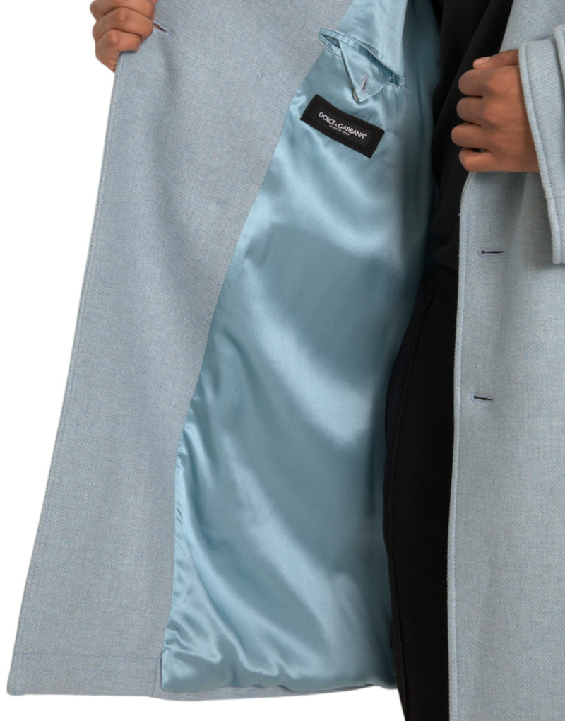 Blue Double Breasted Trench Coat Jacke