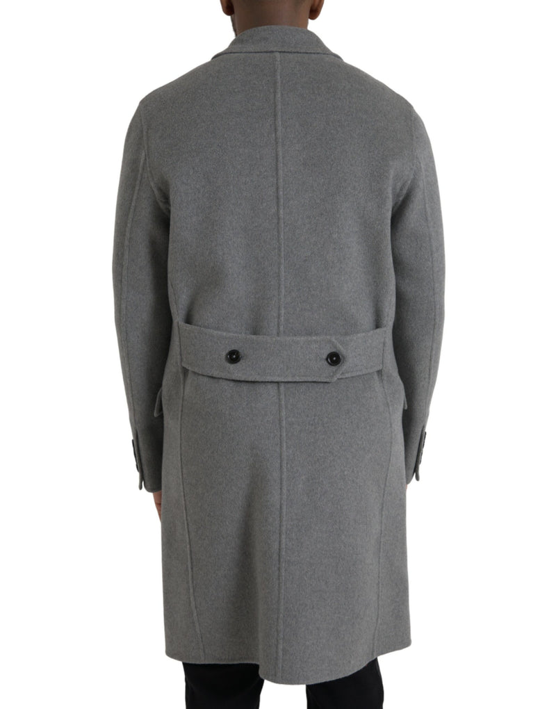 Giacca cashmere grigia a doppio trench