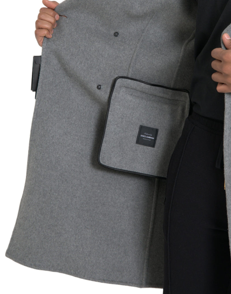 Chaqueta de cachemir de gabardina doble gris