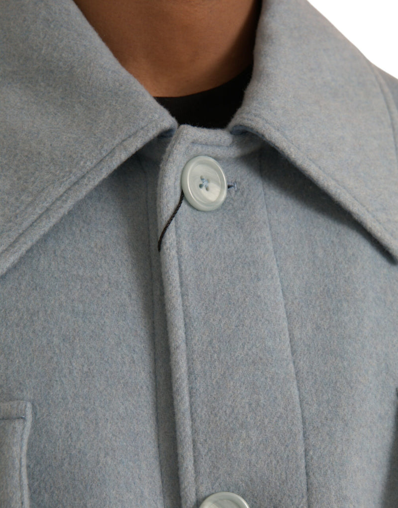 Veste de trench-coat à bouton en laine bleu clair