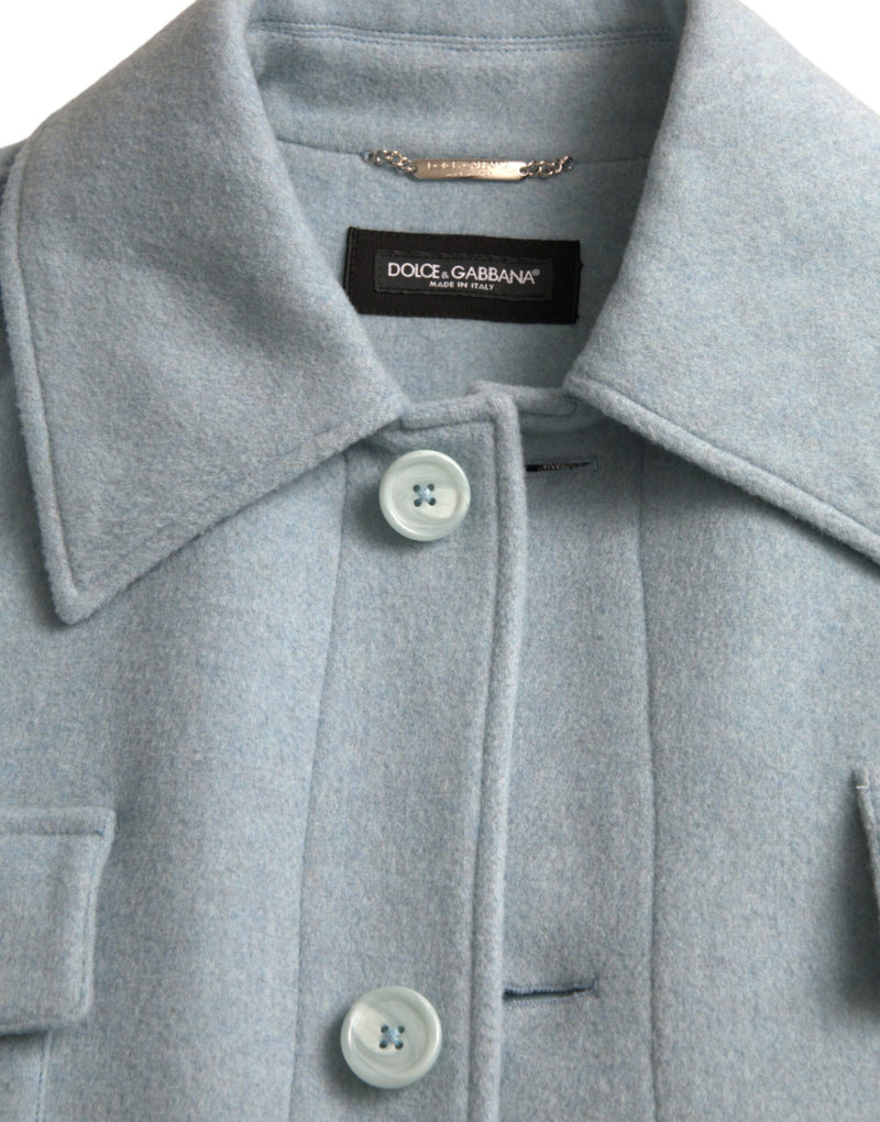 Veste de trench-coat à bouton en laine bleu clair