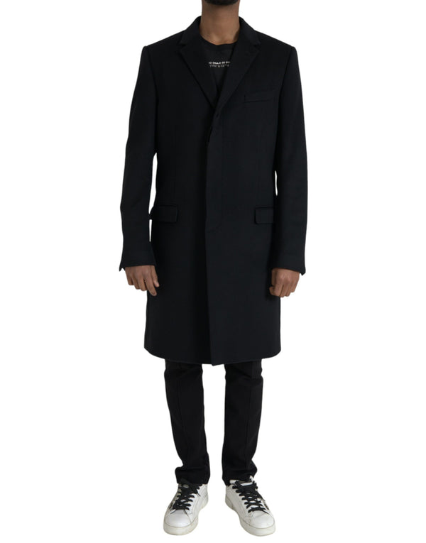 Giacca da trench in cashmere in lana nera