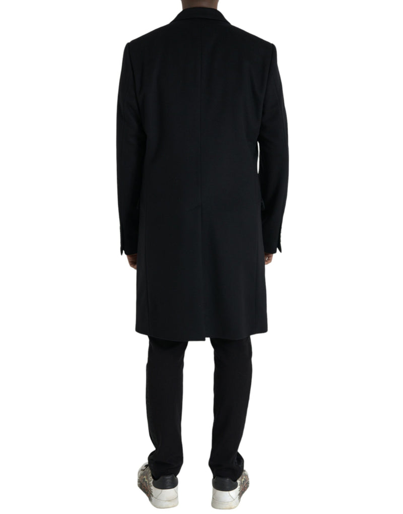 Schwarze Wollkaschmir -Trenchcoatjacke