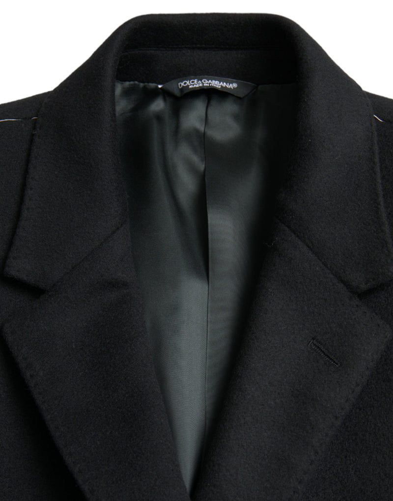 Black Wool Cashmere Trench Coat Jacket