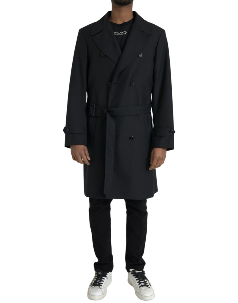 Veste de trench à poitrine noire