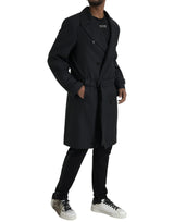 Schwarzer doppelt basierter Trenchcoatjacke