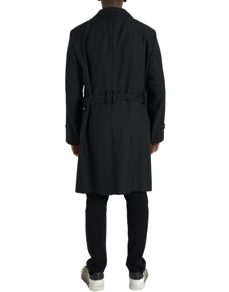 Veste de trench à poitrine noire