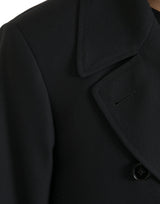 Chaqueta de gabardina negra de doble pecho