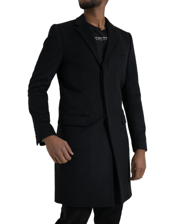 Schwarze, einzelne Breend Trench Coat Jacke