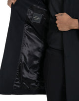 Schwarze, einzelne Breend Trench Coat Jacke