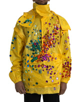 Veste à capuche ornée de cristal jaune