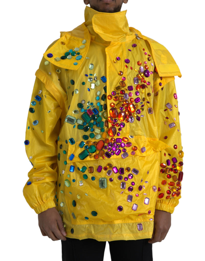 Chaqueta con capucha adornada con cristal amarillo