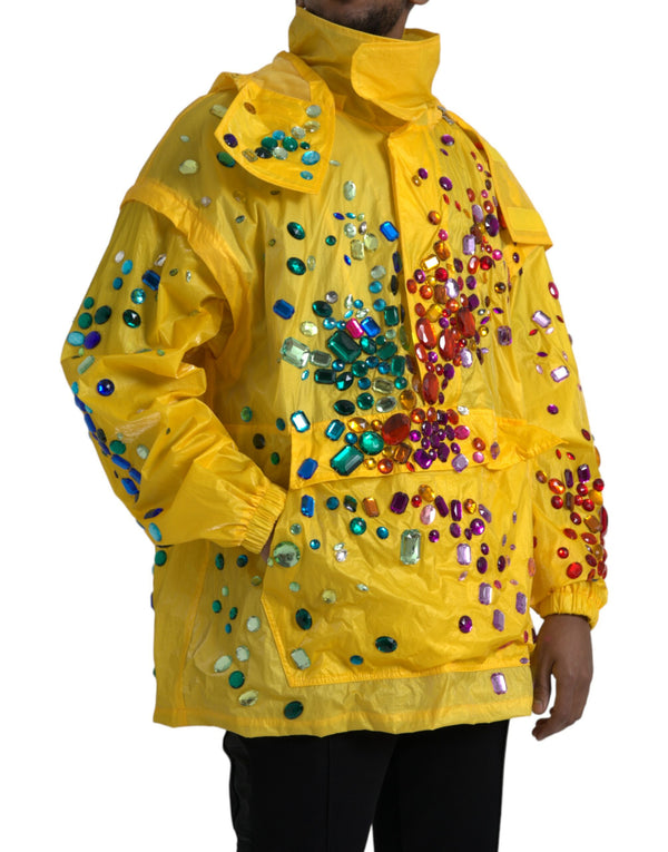 Chaqueta con capucha adornada con cristal amarillo