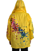 Veste à capuche ornée de cristal jaune