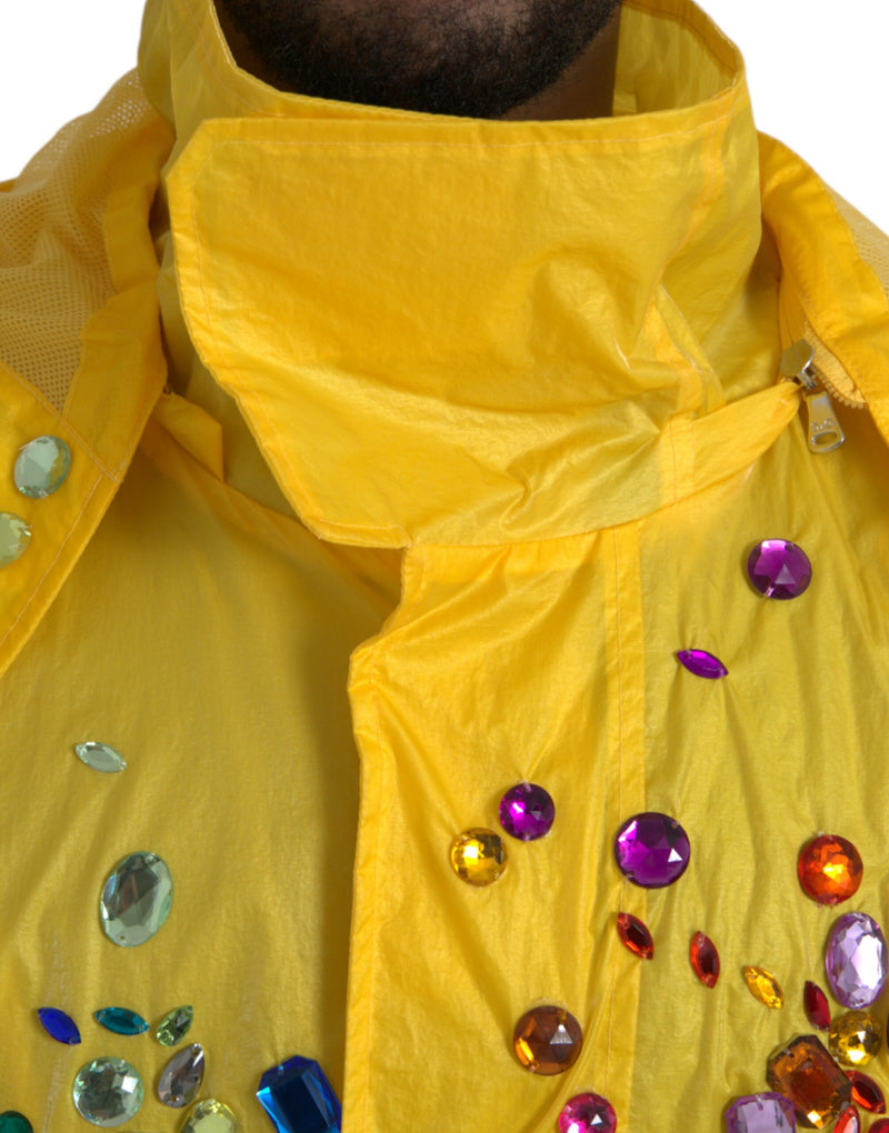 Veste à capuche ornée de cristal jaune