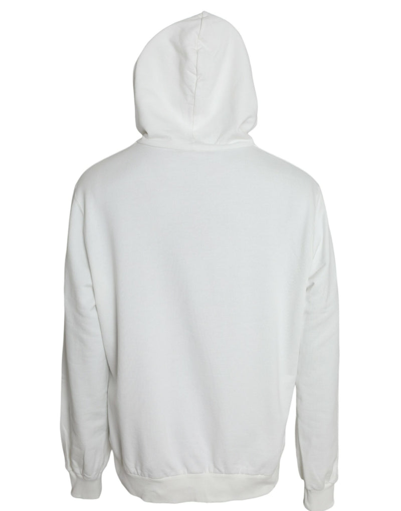 White Cotton Hooded Sweatshirt Pullover Sweater