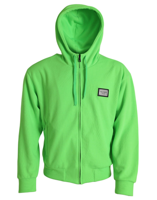 Pull zip top complet à capuche vert néon