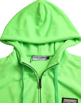 Pull zip top complet à capuche vert néon