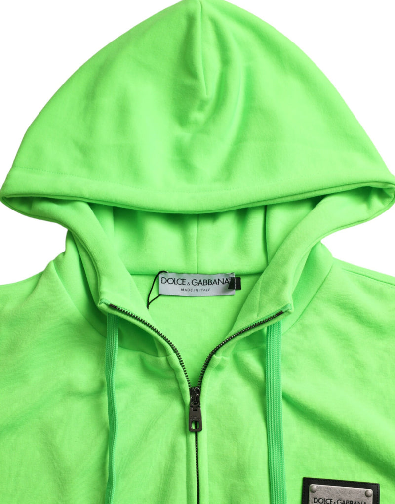 Neon Green Hooded Full Zip Top Sweater