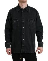 Black Cotton Long Sleeve Denim Casual Shirt