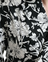 Bouton floral blanc noir chemise décontractée