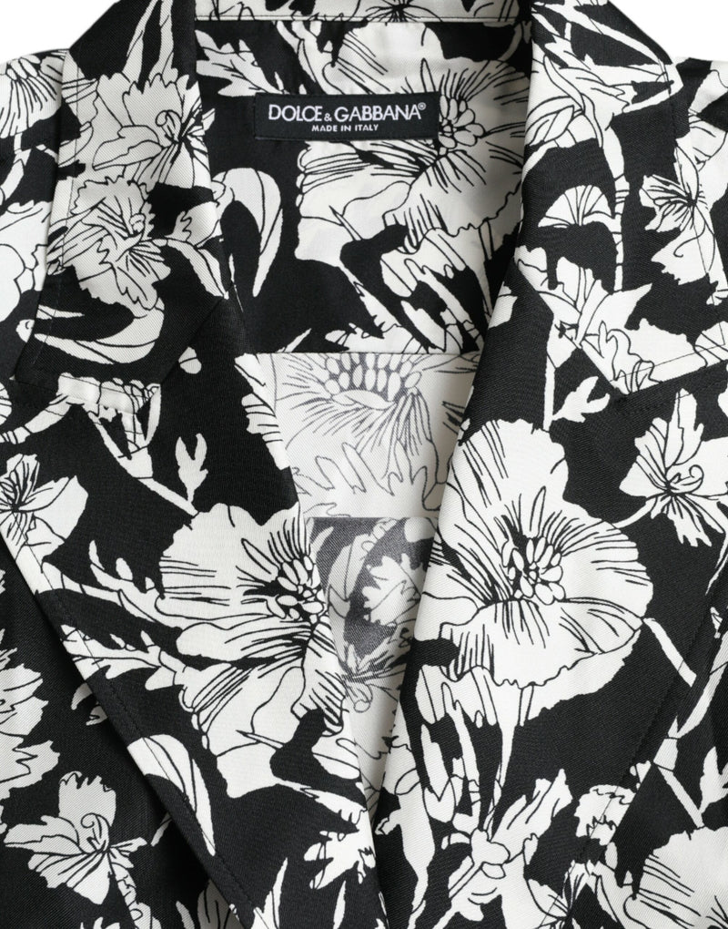 Bouton floral blanc noir chemise décontractée