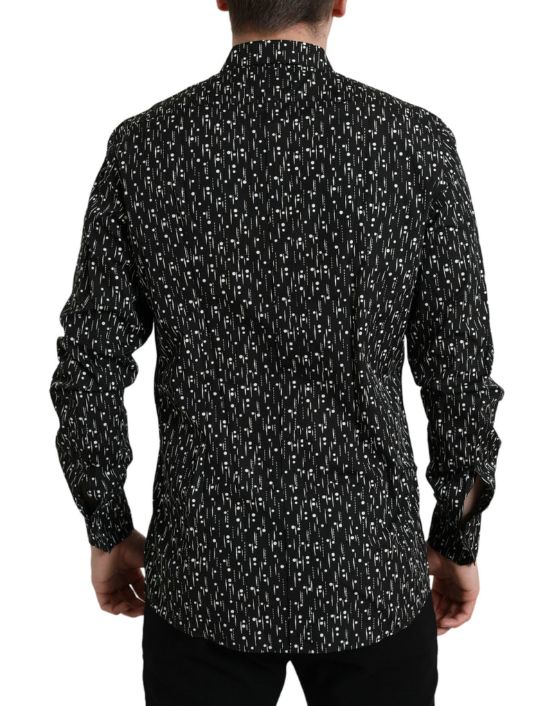 Black Floral Men Robe Formal Shirt Gold