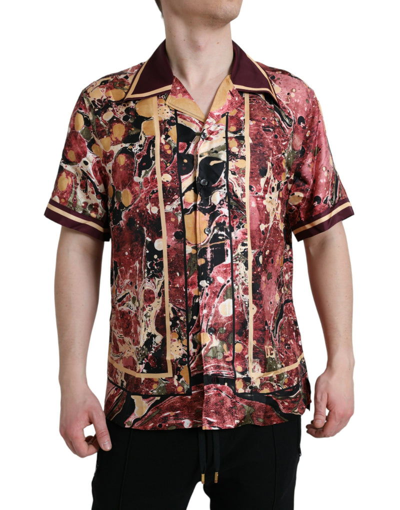 Chemise de soie boutonnée multicolore