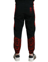 Pantaloni da jogger in nylon con stampa leopardata nera