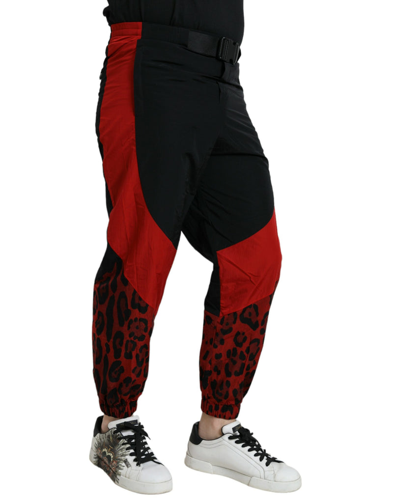 Pantalon de jogger en nylon imprimé en nylon à imprimé noir rouge