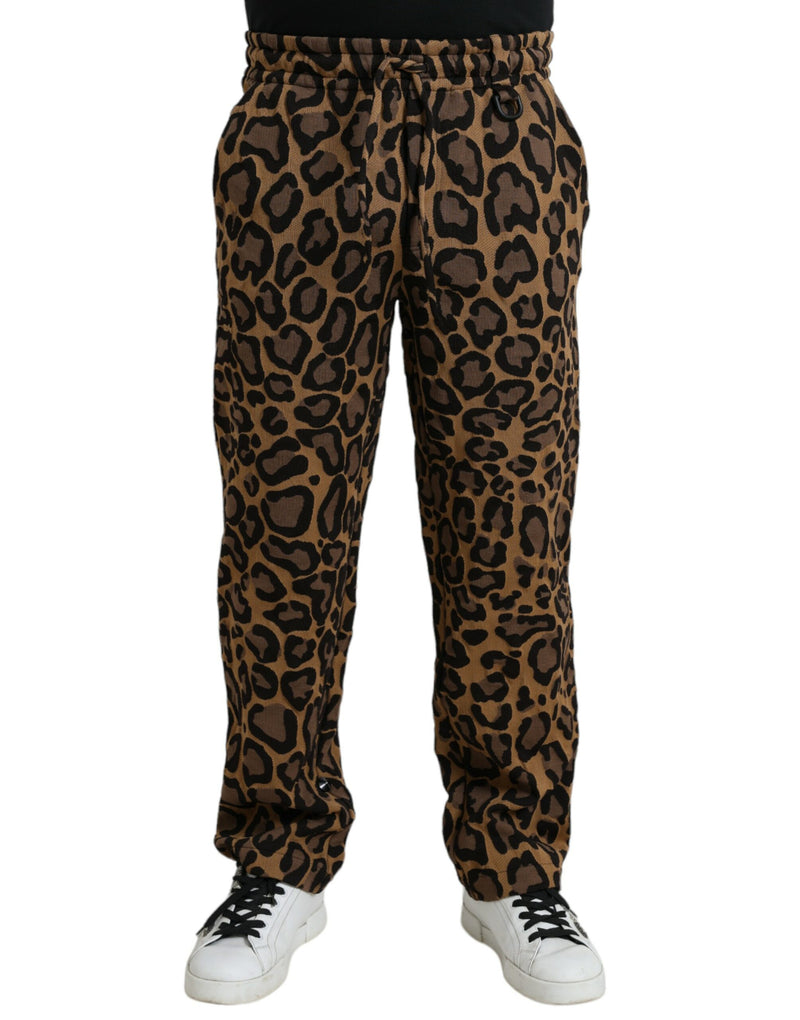 Pantalones de jogger de poliéster de estampado de leopardo marrón