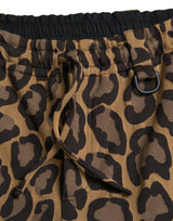 Pantaloni da jogger in poliestere con stampa leopardata marrone