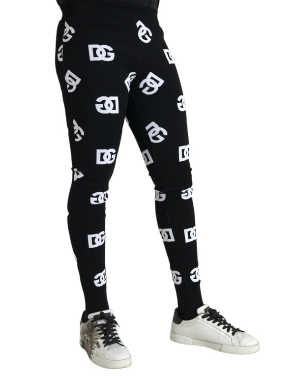 Pantalones de estampado de Loggings de Leggings Black Viscose Men Leggings