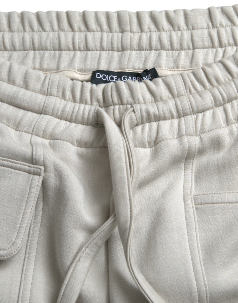 Off White Viscose Cargo Jogger Jogginghose Hosen