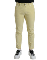 Jean en denim skinny de la plaque de logo en velours jaune