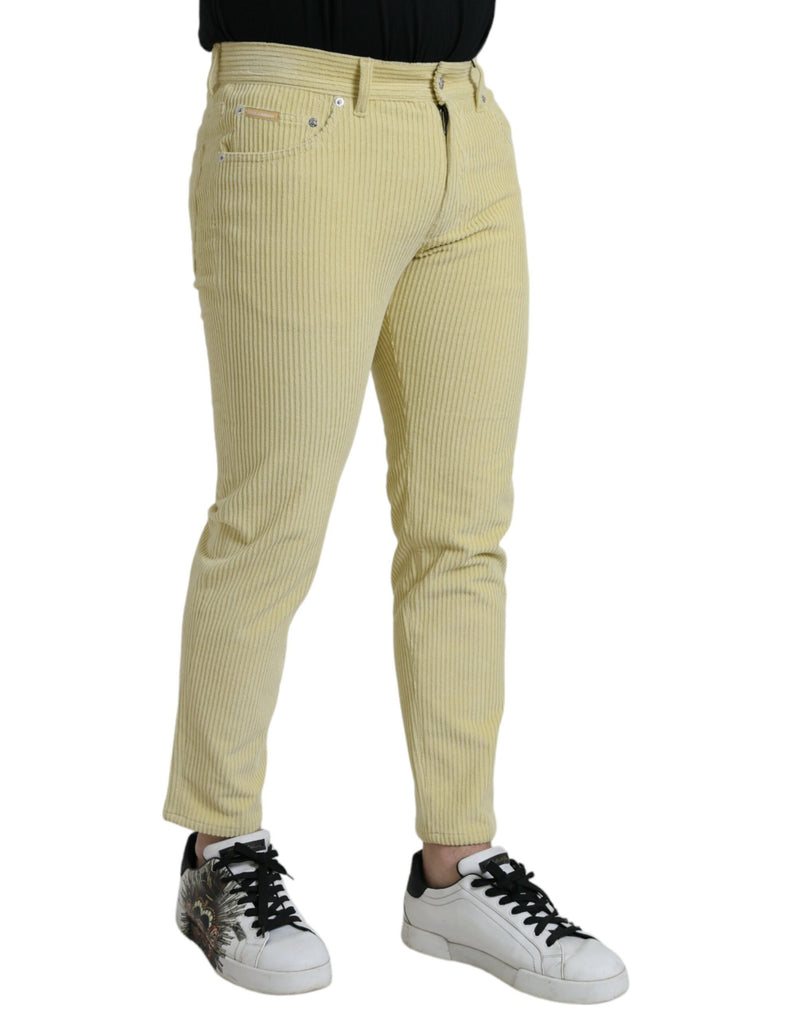 Jean en denim skinny de la plaque de logo en velours jaune