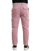 Pink Corduroy Cotton Stand Skinny Jeans Cargo