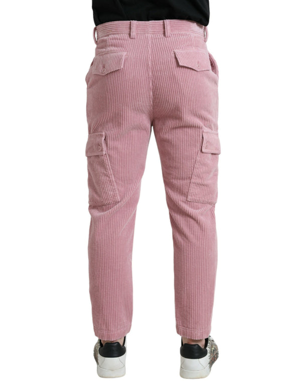 Jean cargo skinny extensible en coton en velours rose