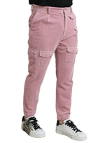 Pink Corduroy Cotton Stand Skinny Jeans Cargo